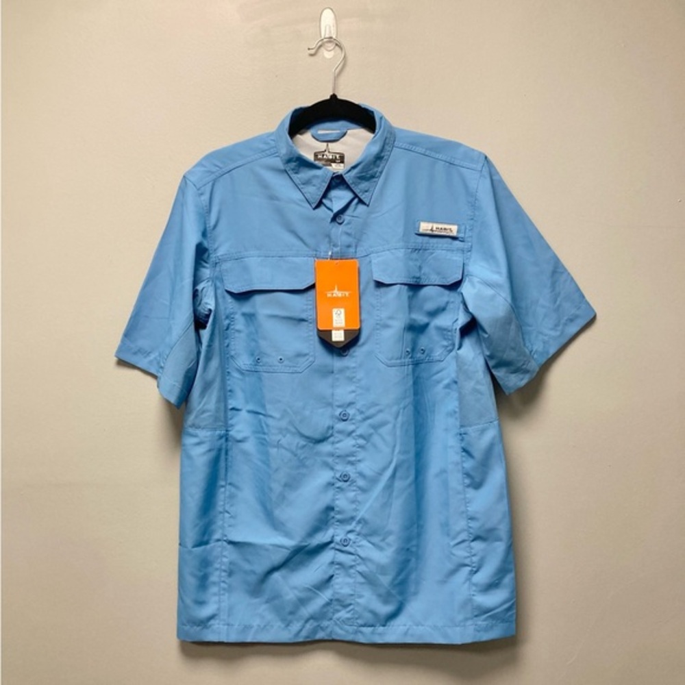 Habit Men Parisian Blue Short Sleeve Fishing Shirt‎ UPF Solar Factor TS10613 S